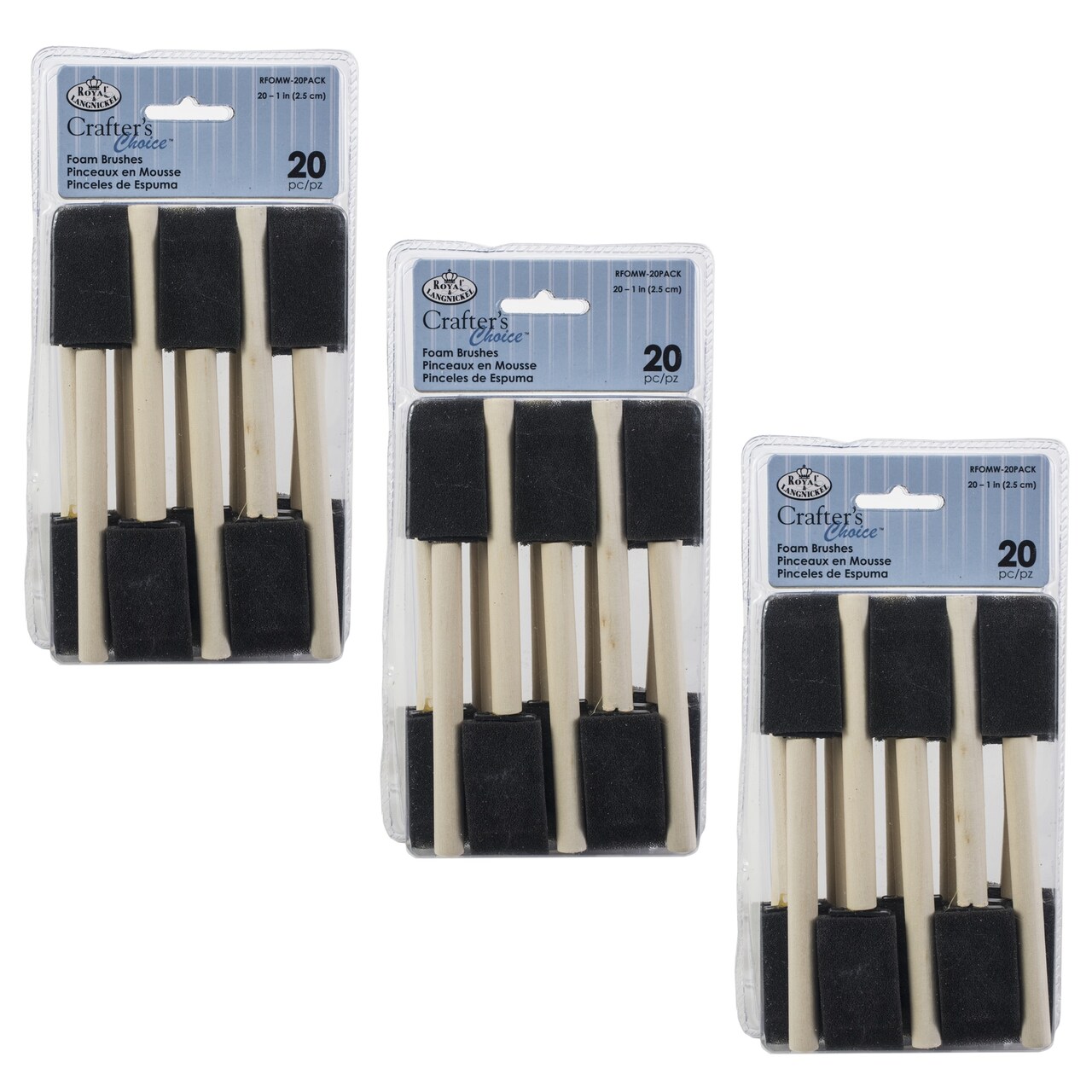 Multipack of 3 - Crafter's Choice Foam Brushes 20/Pkg-1" Width